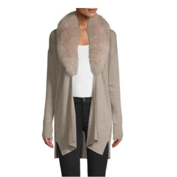 Sofia Cashmere Fox Fur Shawl Collar Topper - Picture 2 of 6